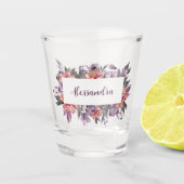 Paarse en roze Floral, rechthoekig, Warm Shot Glas (Voorkant)