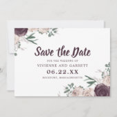 Paarse en roze Floral Wedding Save the Date Kaart (Voorkant)