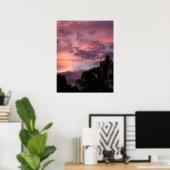 Paarse en roze Florida Sunset over Pine Trees Poster (Thuiskantoor)