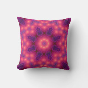 Paarse en roze Fractal Art Sierkussen