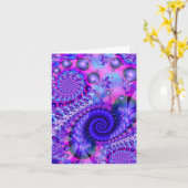 Paarse en Roze Fractal Swirl Note Kaart (Gele Bloem)