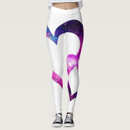 Paarse en roze galaxy Hearts Leggings (Voorkant)