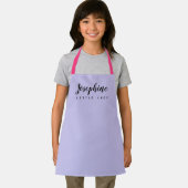 Paarse en roze gepersonaliseerde kleine chef-kok schort (Insitu)