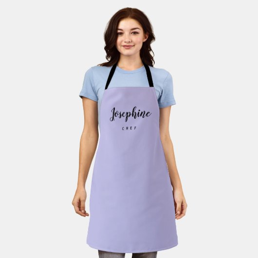 Paarse en roze gepersonaliseerde kleine chef schort (Gedragen)