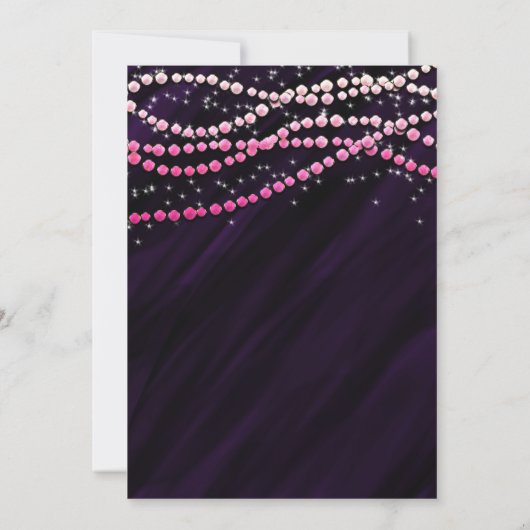 Paarse en roze Glamour Sparkle Party-uitnodigingen Kaart (Achterkant)