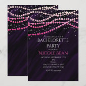 Paarse en roze Glamour Sparkle Party-uitnodigingen Kaart (Voorkant / Achterkant)