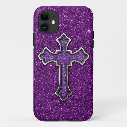 Paarse en roze Glitter Cross Case-Mate iPhone Case (Achterkant)