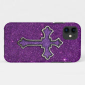 Paarse en roze Glitter Cross Case-Mate iPhone Case (Achterkant (horizontaal))