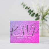Paarse en Roze Glitter en Sparkle RSVP Uitnodiging Briefkaart (Staand voorkant)