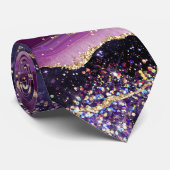 Paarse en roze glitterachtige agaatpatroon stropdas (Opgerold)