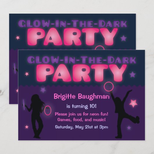 Paarse en roze gloed in de uitnodiging van de Donk (Voorkant / Achterkant)