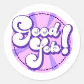 Paarse en Roze Goed Werk Ronde Sticker (Voorkant)