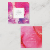 Paarse en roze gouden waterverf visitekaartje (Voorkant / Achterkant)