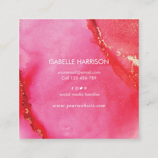 Paarse en roze gouden waterverf visitekaartje (Achterkant)