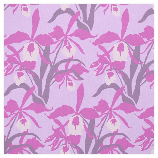 Paarse en roze grafisch orchideeënweefsel stof (Swatch)