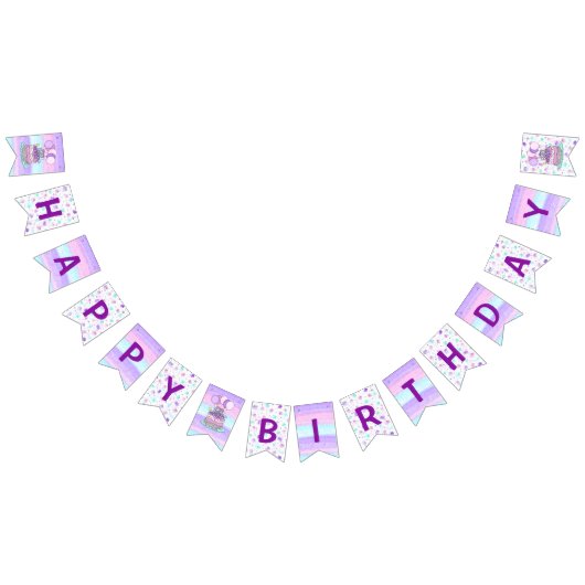 Paarse en roze Happy Birthday-banner Vlaggetjes (Alle)