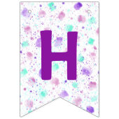 Paarse en roze Happy Birthday-banner Vlaggetjes (Tweede vlag)