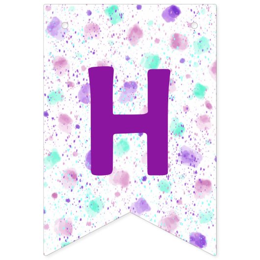 Paarse en roze Happy Birthday-banner Vlaggetjes (Tweede vlag)