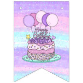 Paarse en roze Happy Birthday-banner Vlaggetjes (Eerste vlag)