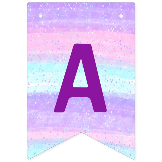 Paarse en roze Happy Birthday-banner Vlaggetjes (Derde vlag)