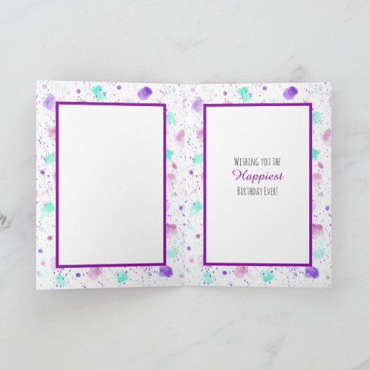 Paarse en roze Happy Birthday voor haar Kaart (Binnen)
