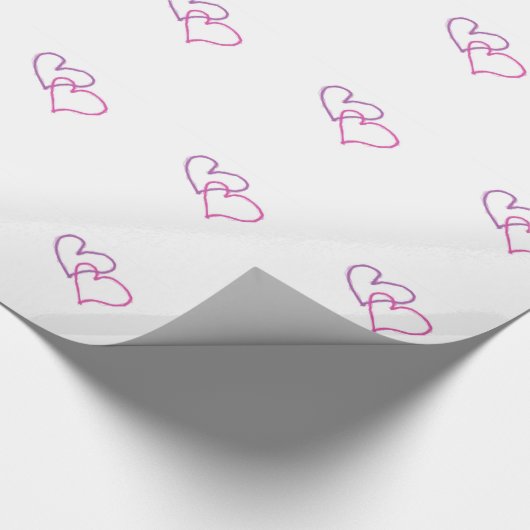 Paarse en roze harten cadeaupapier (Hoek)