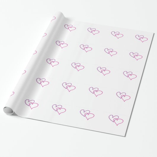 Paarse en roze harten cadeaupapier (Uitgerold)