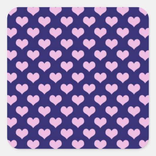 Paarse en roze harten vierkante sticker (Voorkant)