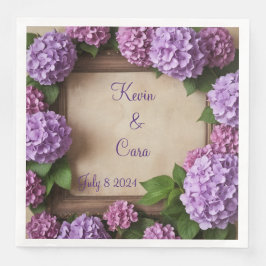 Paarse en roze hortensia's servet