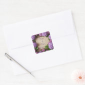 Paarse en Roze Hortensia's Vierkante Sticker (Envelop)