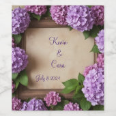 Paarse en roze hortensia's wijn etiket (Enkel label)