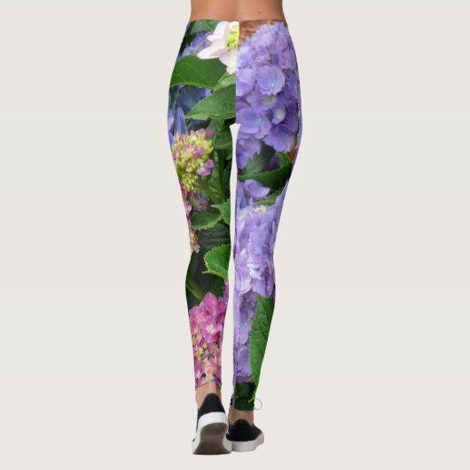 Paarse en Roze Hydrangea Flowers Leggings (Achterkant)