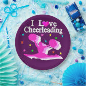 PAARSE EN ROZE IK HOU VAN CHEERLEADING PAPIEREN BO PAPIEREN BORDJE (Feest)