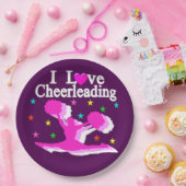 PAARSE EN ROZE IK HOU VAN CHEERLEADING PAPIEREN BO PAPIEREN BORDJE (Feest)