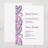 Paarse en Roze Indiase Paisley Bruidsmeisje Feest Kaart (Voorkant / Achterkant)