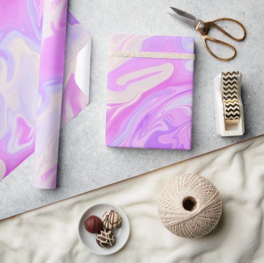 Paarse en Roze Iridiserende Gradiënt Marmer Cadeaupapier (Crafts)