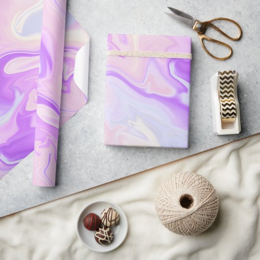 Paarse en Roze Iridiserende Gradiënt Marmer Cadeaupapier (Crafts)