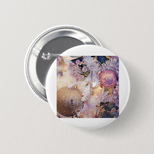Paarse en roze kerstversieringen ronde button 5,7 cm (Voorkant /achterkant)