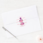 Paarse en Roze Kikker Meisje Verjaardag Ronde Sticker (Envelop)