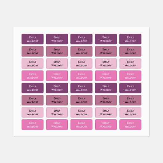 Paarse en Roze Kindernaamlabels voor Schoolkleding Labels (Vel)