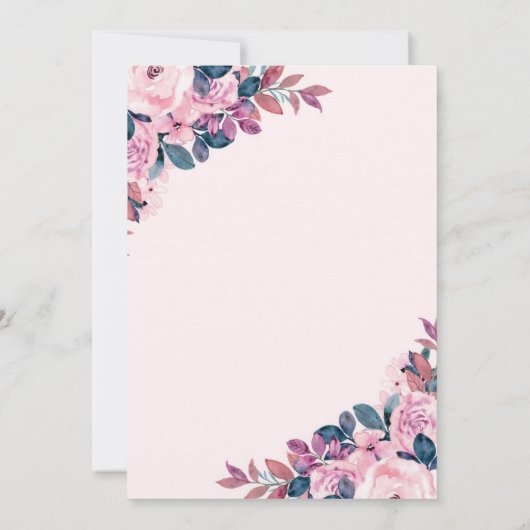 Paarse en Roze  klassieker bruiloft uitnodiging (Achterkant)