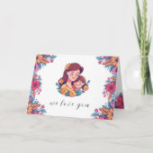 paarse en roze kleurrijke Happy Moederdag Kaart (Voorkant)