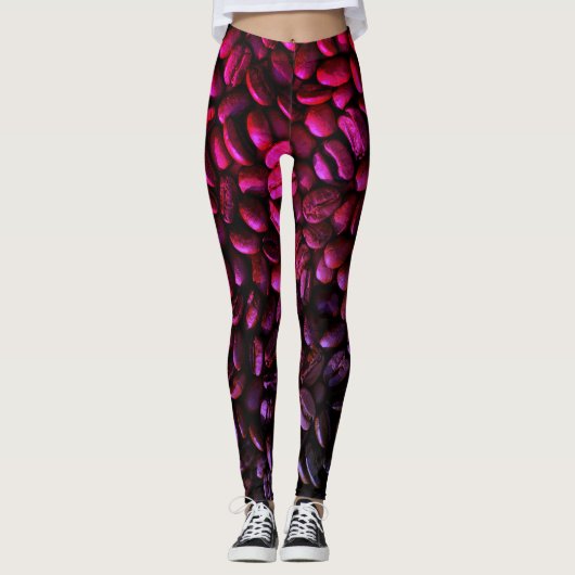 Paarse en Roze Koffieboon Leggings (Voorkant)