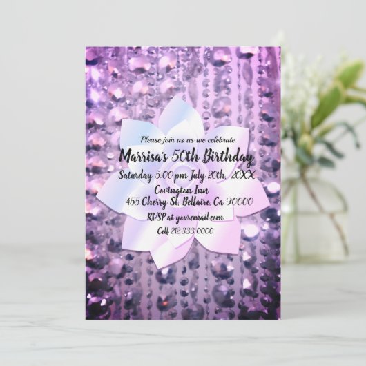 Paarse en roze legant gebeiteld kaart (Staand voorkant)