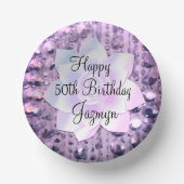 Paarse en roze legant gebeiteld papieren kommen (Voorkant)