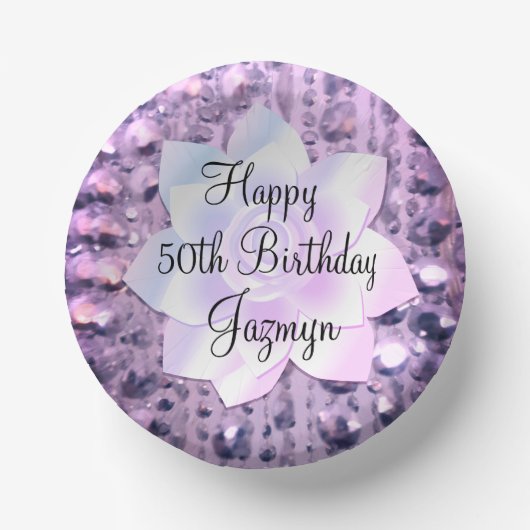 Paarse en roze legant gebeiteld papieren kommen (Voorkant)