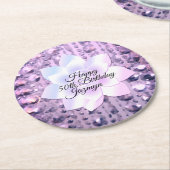Paarse en roze legant gebeiteld ronde kartonnen onderzetter (Gebogen)