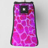 Paarse en Roze Leopard Print Monogram Golfclubs Golfheadcover (Draai 90)