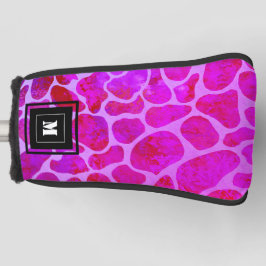 Paarse en Roze Leopard Print Monogram Golfclubs Golfheadcover