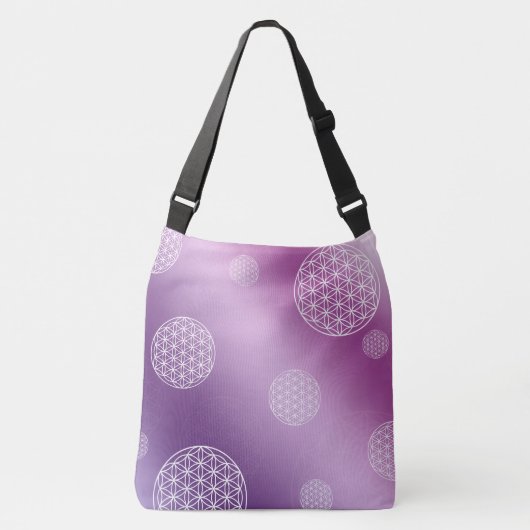 Paarse en roze levensloop crossbody tas (Voorkant)